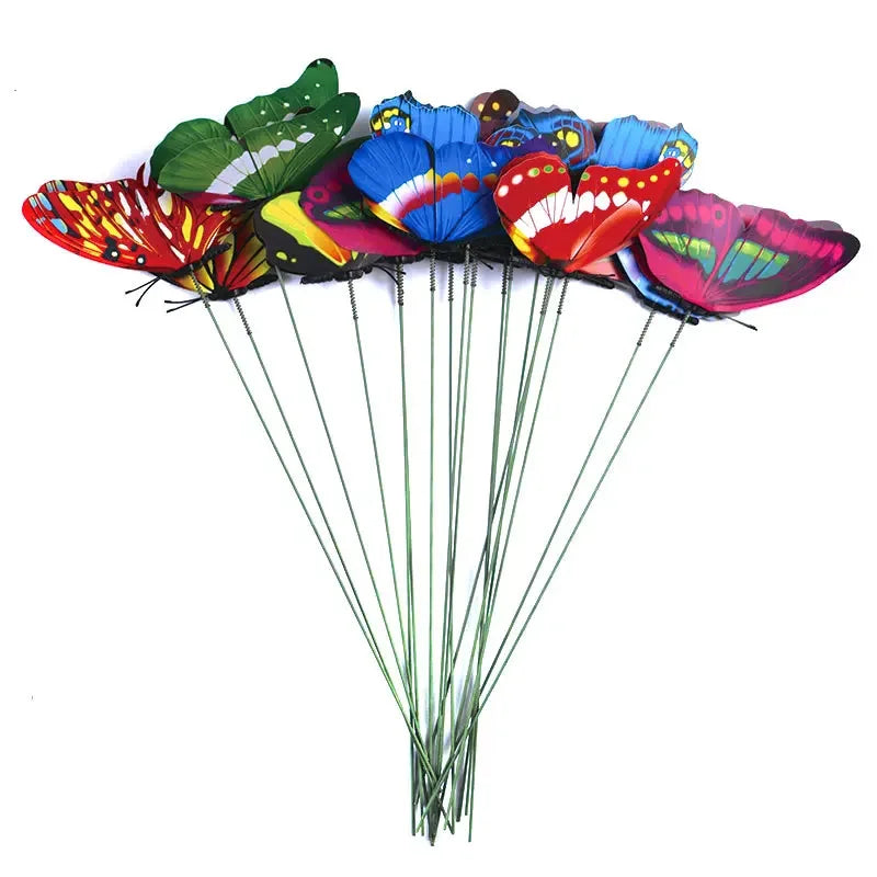 papillons decoratifs multicolores imitation nature tringles feuilles artificielles exterieur decoration jardin terrace potager