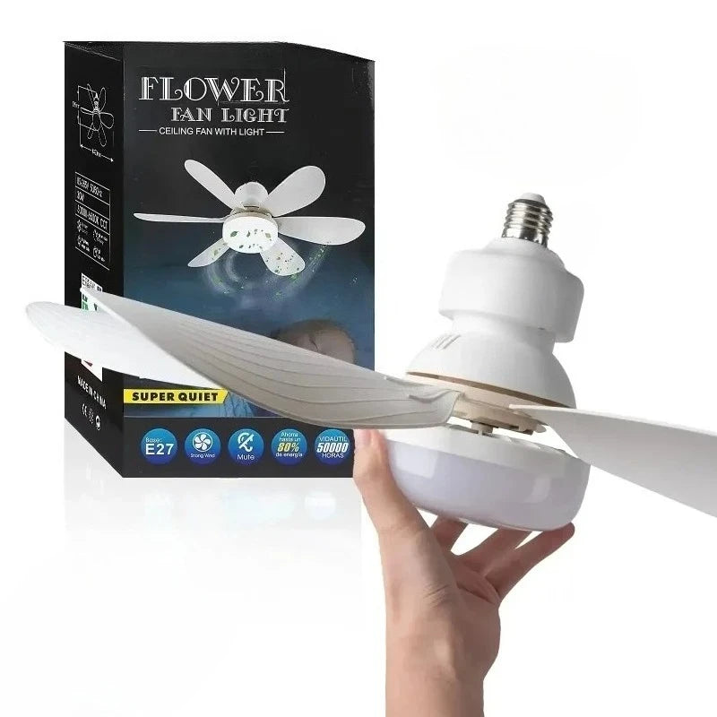 ventilateur lumière intégrée moderne noir blanc 52cm 42cm télécommande led ailes plastique