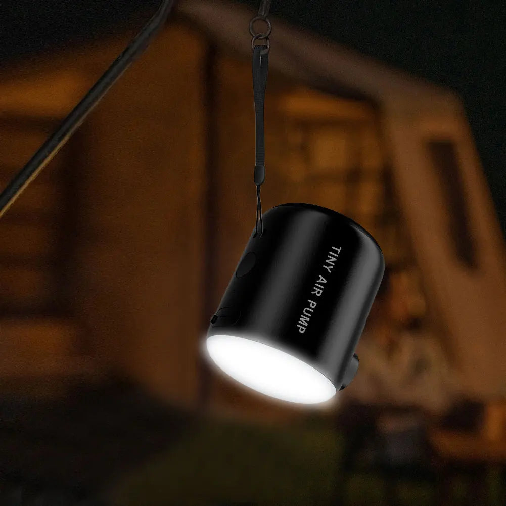 gonfleur air portable blanc noir moderne compact poignée embouts multiples cable usb