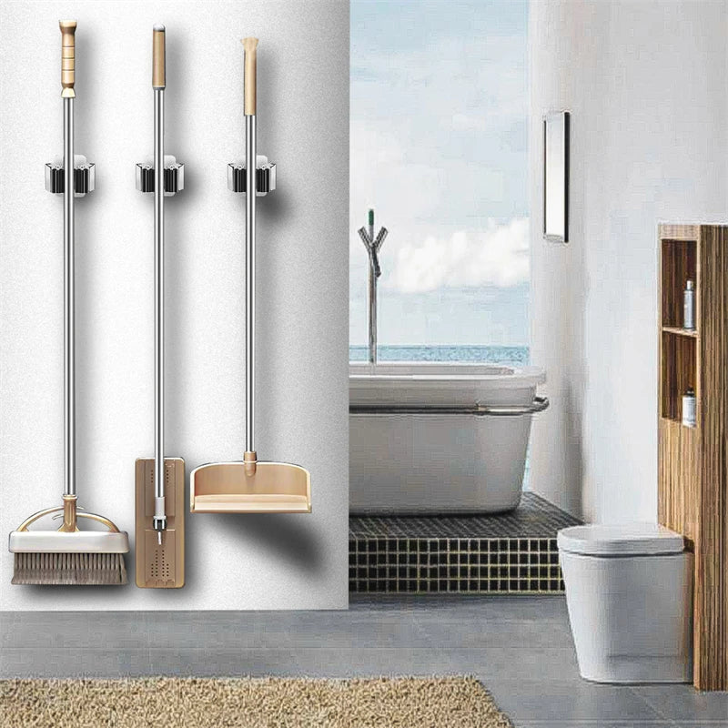 porte balai acier inoxydable noir moderne pièces murale salle bain fixations incluses