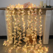 guirlande lumineuse fleurs cerisier tissu led rose blanches verte décoration romantique japonaise chambre salon