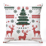 coussins décoratifs noël motifs sapins rennes flocons peluche rouge blanc vert traditionnels