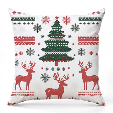 coussins décoratifs noël motifs sapins rennes flocons peluche rouge blanc vert traditionnels