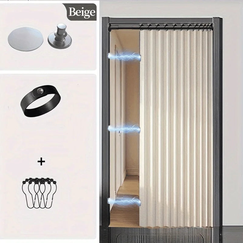 rideau plissé moderne aimants beige clair pliable opacité porte 150x180 150x200 cm confidentialité décoration
