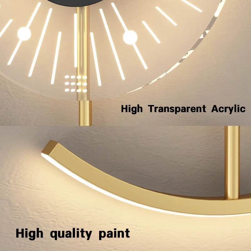 horloge murale moderne or noir lumineuse éclairage led fixée mur minimaliste
