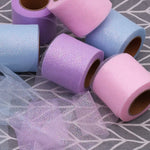ruban tulle pailleté violet bleu rose gris noir décoratif translucide 6cm 5yards