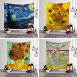 tapisserie murale décoration chambre van gogh tournesol nuit étoilée tissu artistique grand