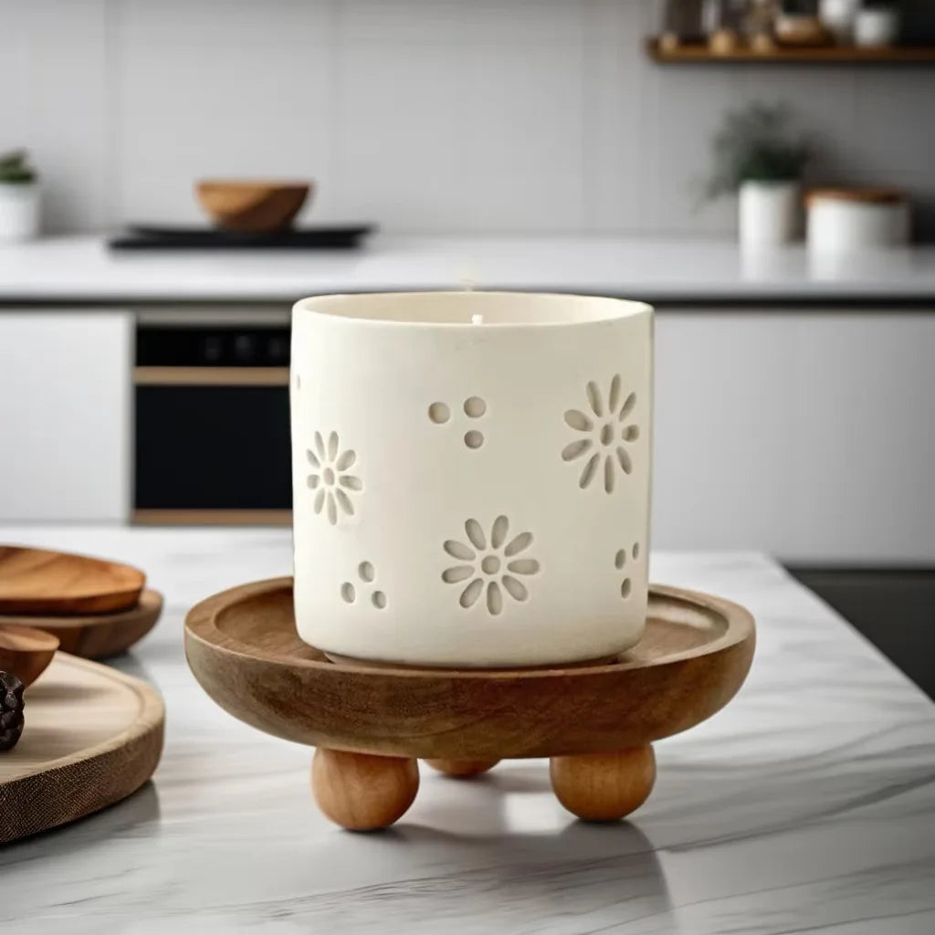 plateau bois créatif dessert gâteau forme ronde elliptique ornement aromathérapie bijoux aliments decorationintérieur