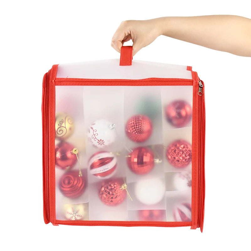 Boîte de rangement boules de Noël ouverte montrant les compartiments