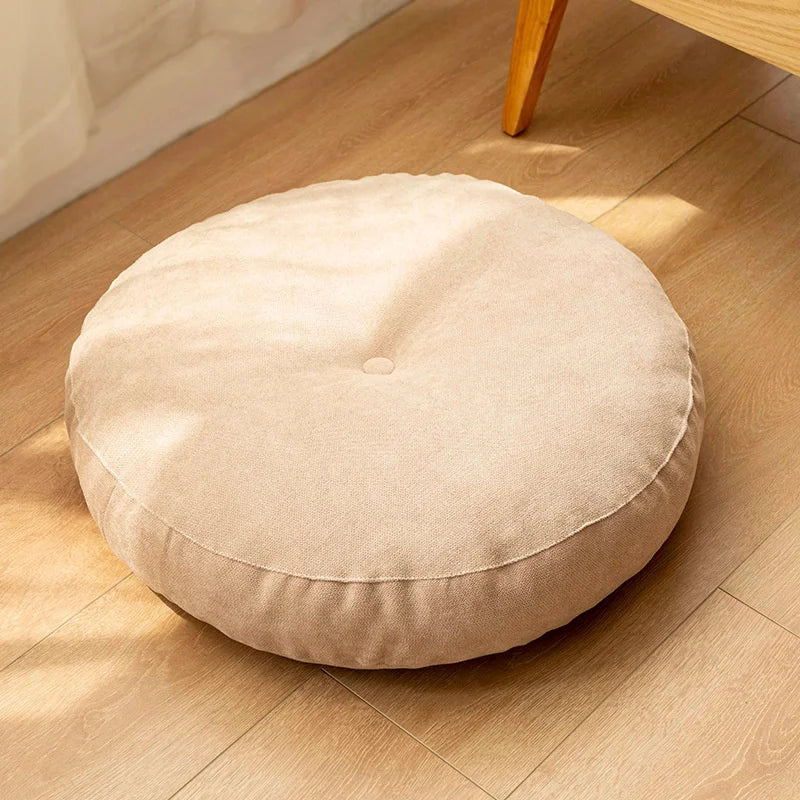 coussin siège rond velours polyester lavable moderne beige bleu vert jaune gris crocheté