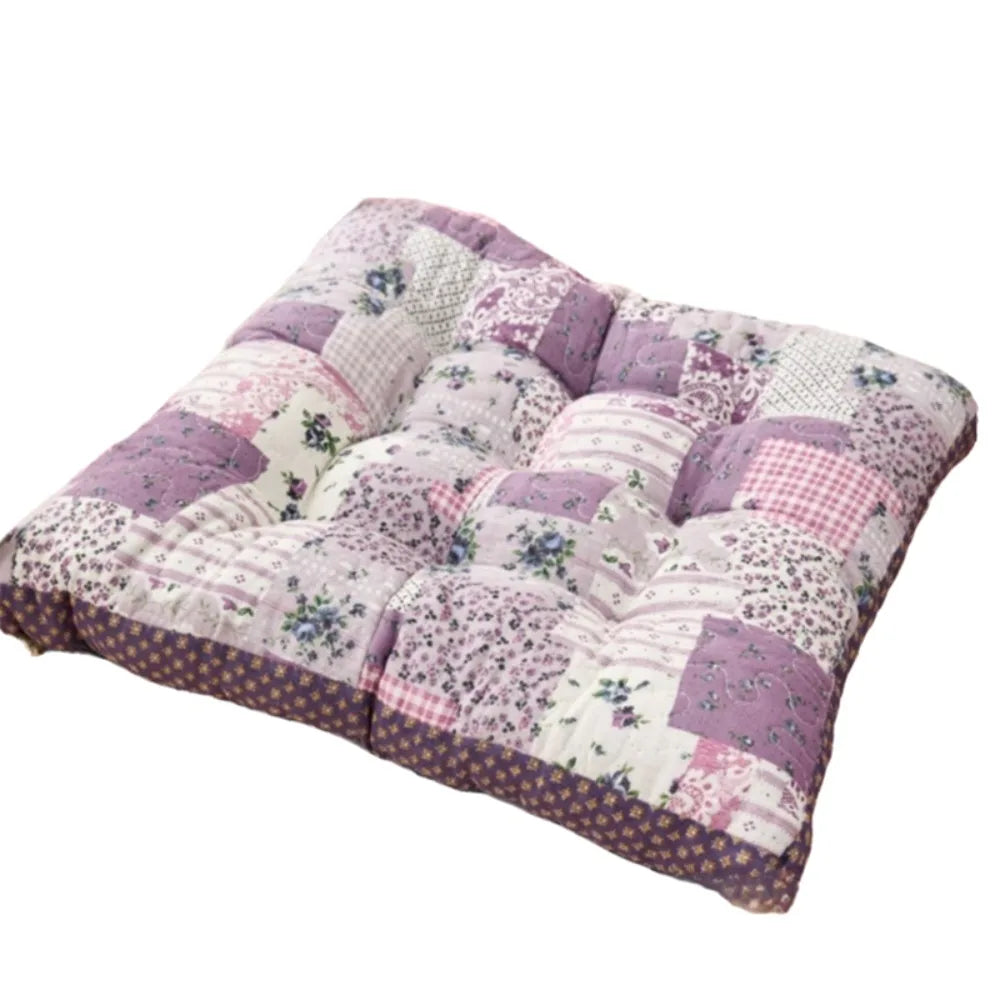 coussin chaise carré patchwork floral rose bleu doux coton épais imperméable