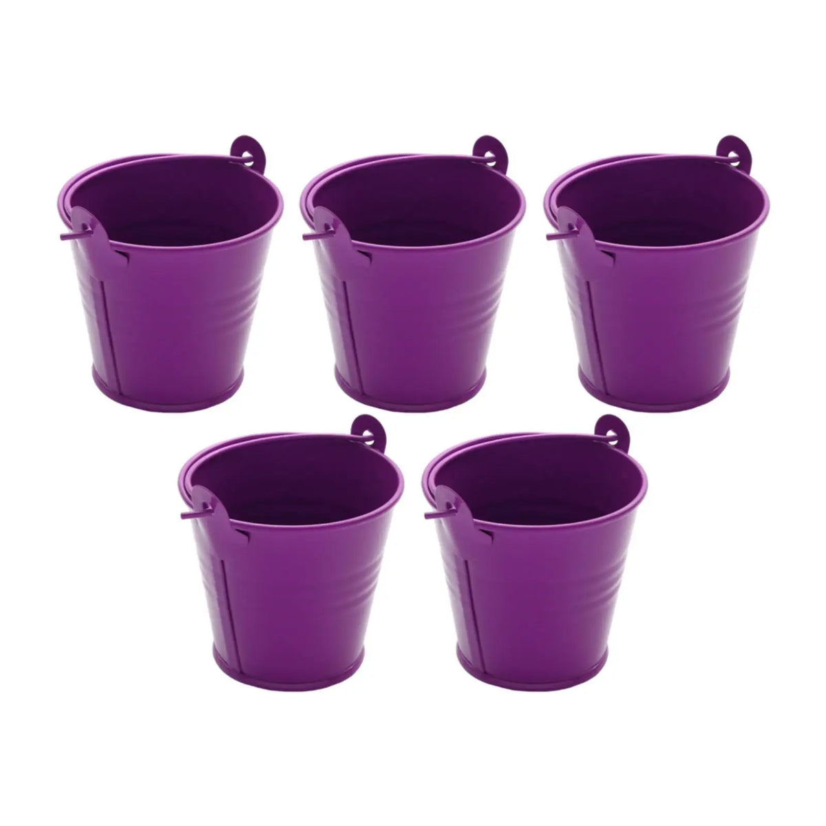 petits seaux métal galvanisé blanc rose bleu rouge violet vert orange jaune anneaux métalliques