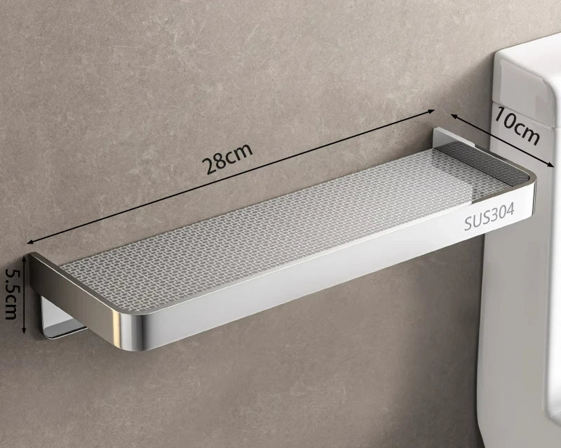 étagère murale moderne étagère métal argenté grille perforations salle bains rangement toilettessupport mural non