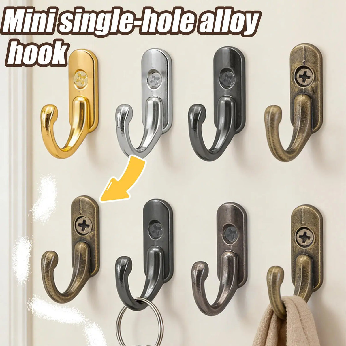 crochets muraux modernes minimaux bronze doré noir vis fixations salle bain cuisine support bijoux