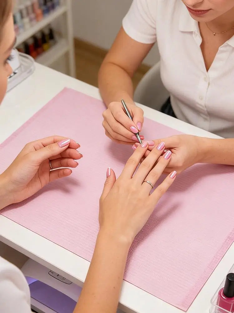 tapis table jetables rose violet blanc gaufrés salon beauté professionnel manucure nail art