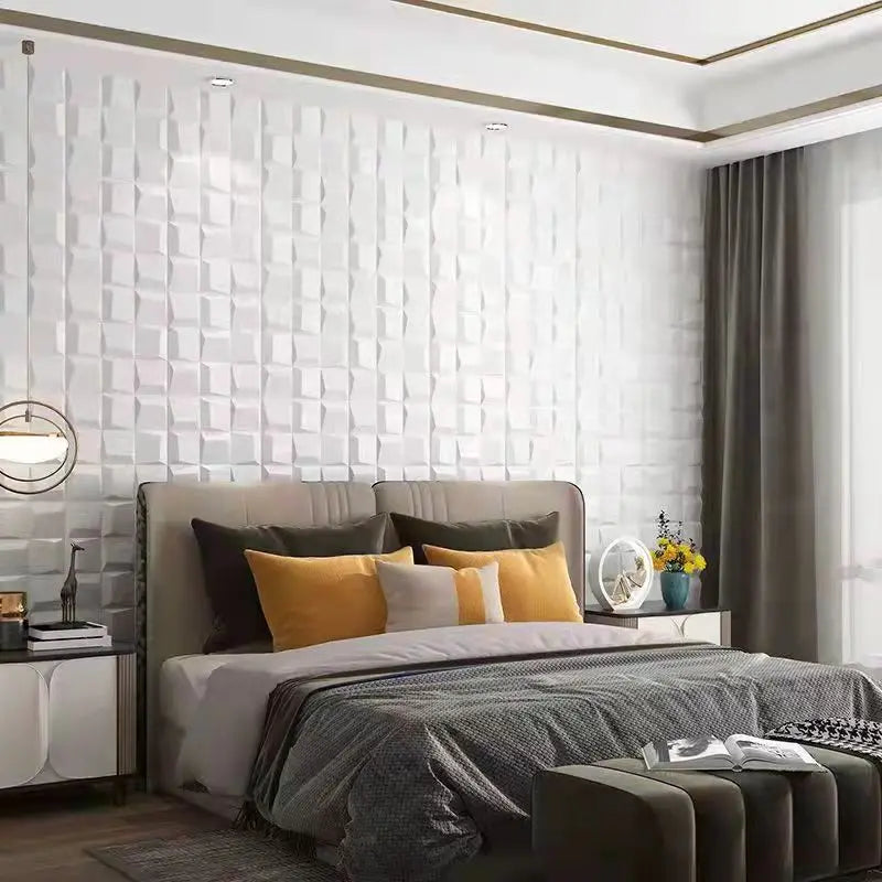 panneau decoratif mural moderne adhésif impermeable anti moisissures anti feu isolation thermique blanc rayures