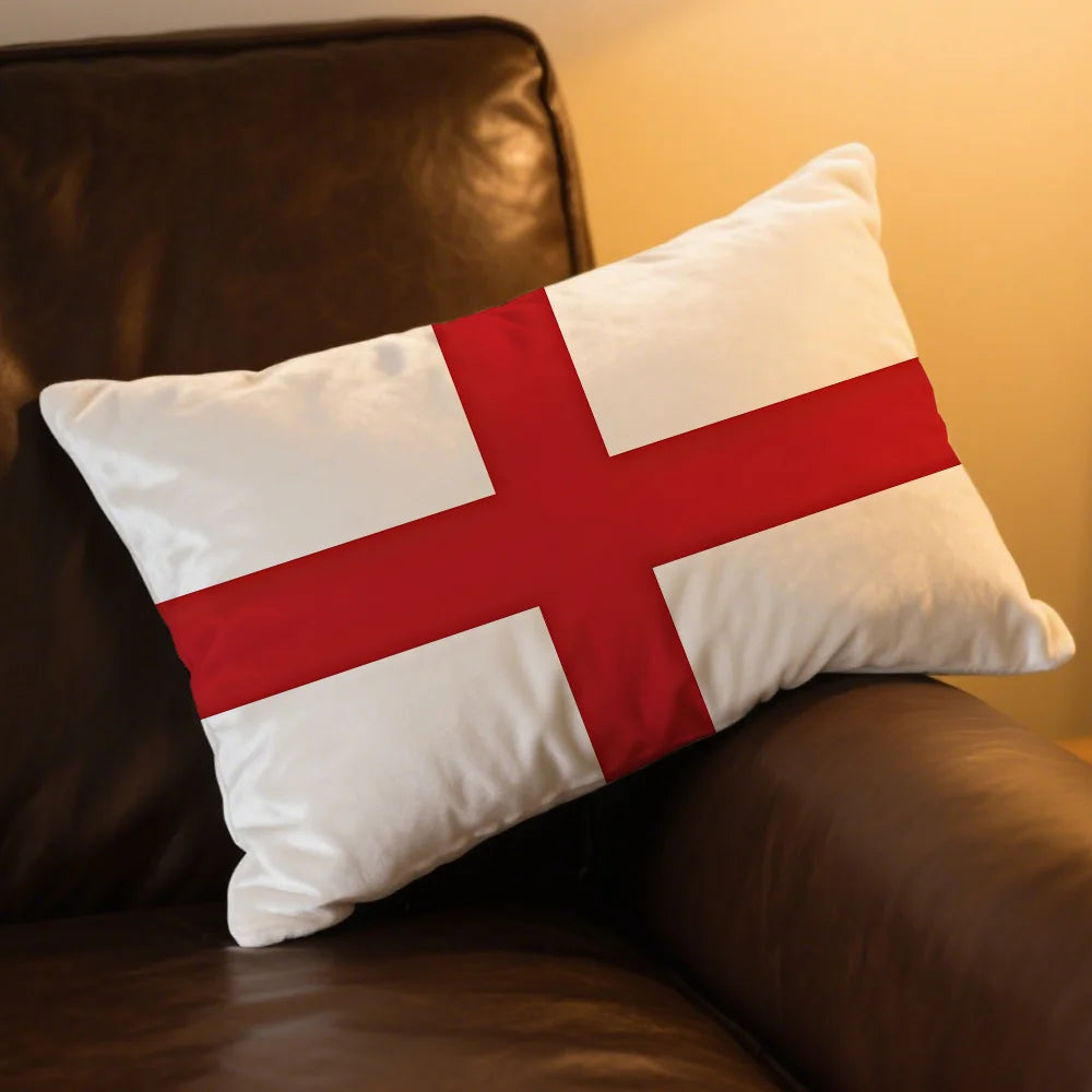 housse coussin imprimé drapeau croix saint georges blanc rouge moderne 30x50cm 40x60cm 48x74cm 50x70cm