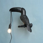 lampe oiseau toucan résine led moderne noir orange jaune blanc éclairage mur applique chambre