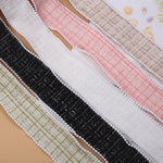 rubans décoratifs élégants noir blanc beige rose tissu carreaux bordure perlée classique 2mètres
