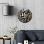 décoration murale art abstrait portrait féminin effet texturé aluminium noir gris doré
