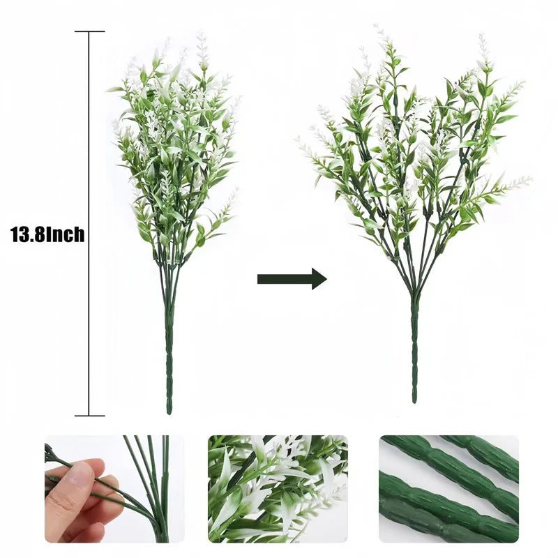 plantes artificielles feuilles pointues vert clair violet modernes extérieures intérieures décoration exposition 10 pièces