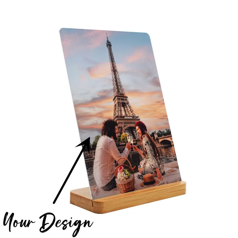 cadre photo personnalisable bois naturel moderne photos paysages blanc vert bleu support bois