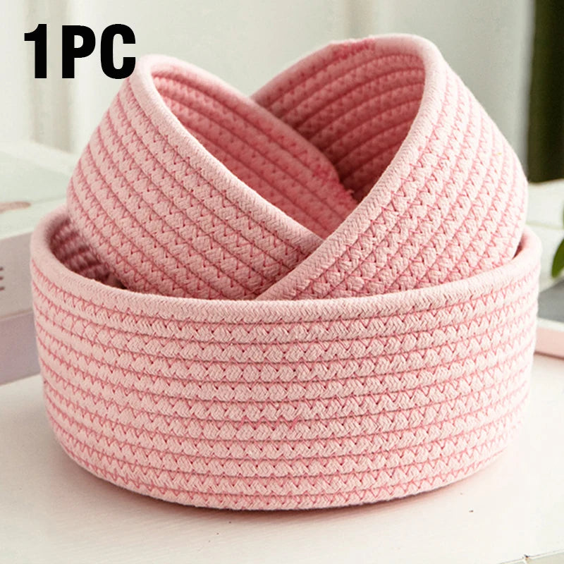 corbeilles rangement tissées main motifs géométriques couleur rose beige gris multicolore respectueuses environnement rustique