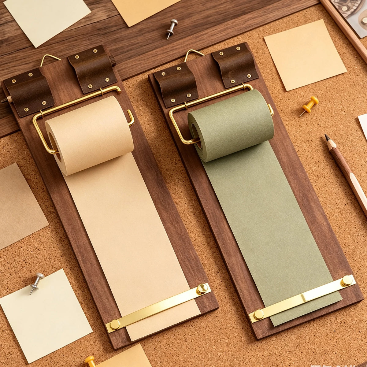 tableau liste tâches papier rouleau rechargeable clips suspension moderne écriture planning notepad marron beige