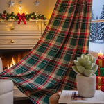rideaux plaid écossais vert foncé rouge blanc chambre moderne polyester haute opacité tringle
