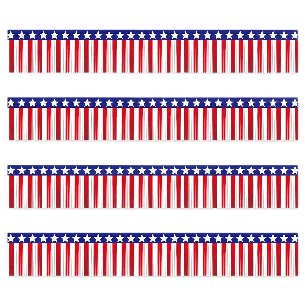 guirlande fête rouge blanc bleu rayures étoiles adhésif décoration patriotique 30cm longueur variable