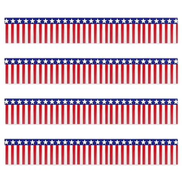 guirlande fête rouge blanc bleu rayures étoiles adhésif décoration patriotique 30cm longueur variable