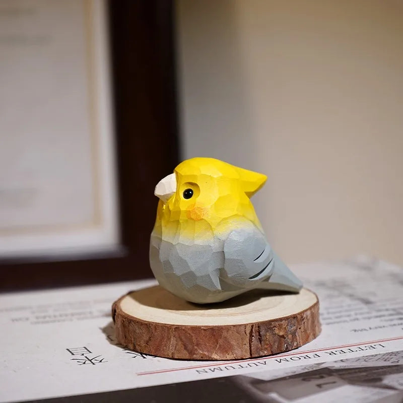 figurine bois oiseau perroquet decor minimaliste geometrique chambre decoration noel artisanal
