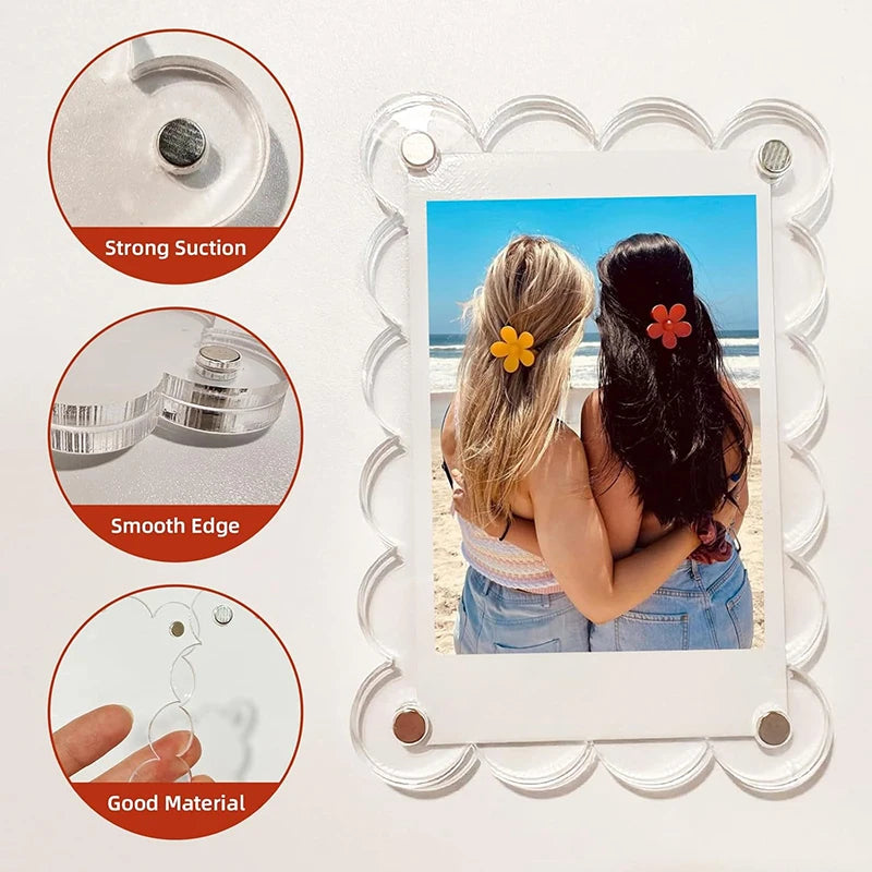 cadre photo magnétique transparent dentelle moderne aimants fixations