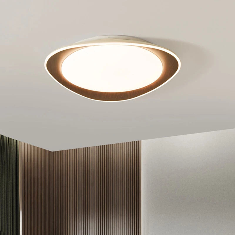 plafonnier led bois moderne blanc texture naturelle éclairage chambre salon autonomie tactile