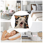 housse coussin forme chèvre hurlante noir motif animalier décoratif polyester peacheskin