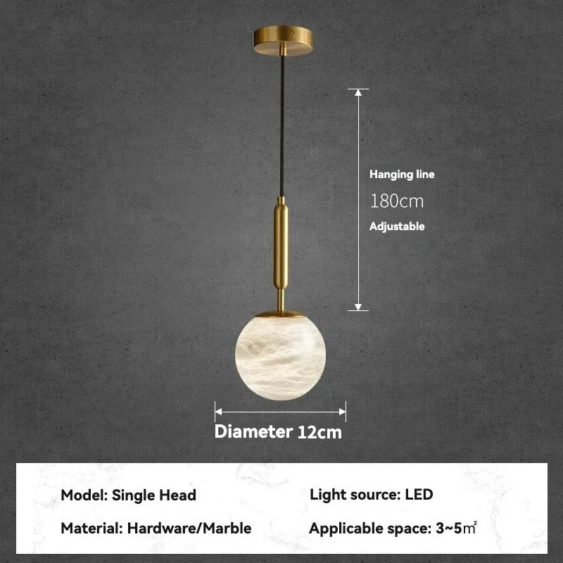lampe suspendue marbre moderne blanc doré chambre salon lecture led 4000k 3000k 6000k