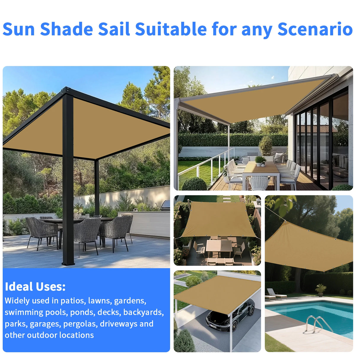 voile soleil beige uni moderne résistante l'eau 2m 2m 2m 3m 3m 3m 4m