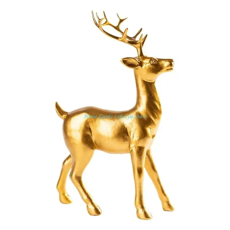 statue cerf doré résine moderne or floral décoration intérieure brillante élégante festive amour