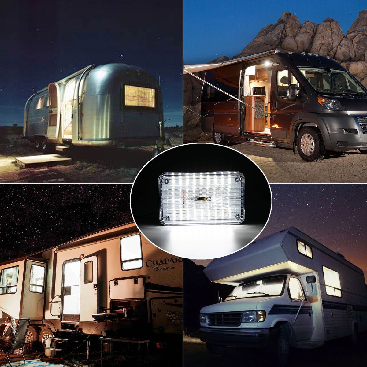 lampe led rectangle blanc 36 leds on off door 12v universal voiture camping car
