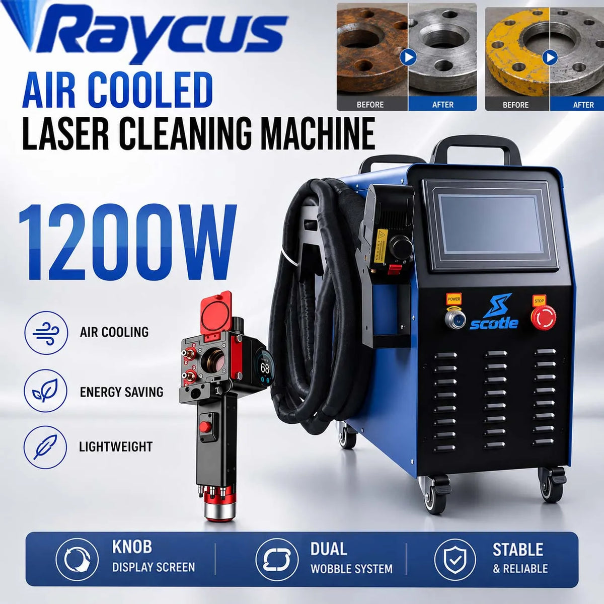 nettoyage laser machine industrielle arme double pendule flasques métal écran contrôle SUV chargement drapeaux