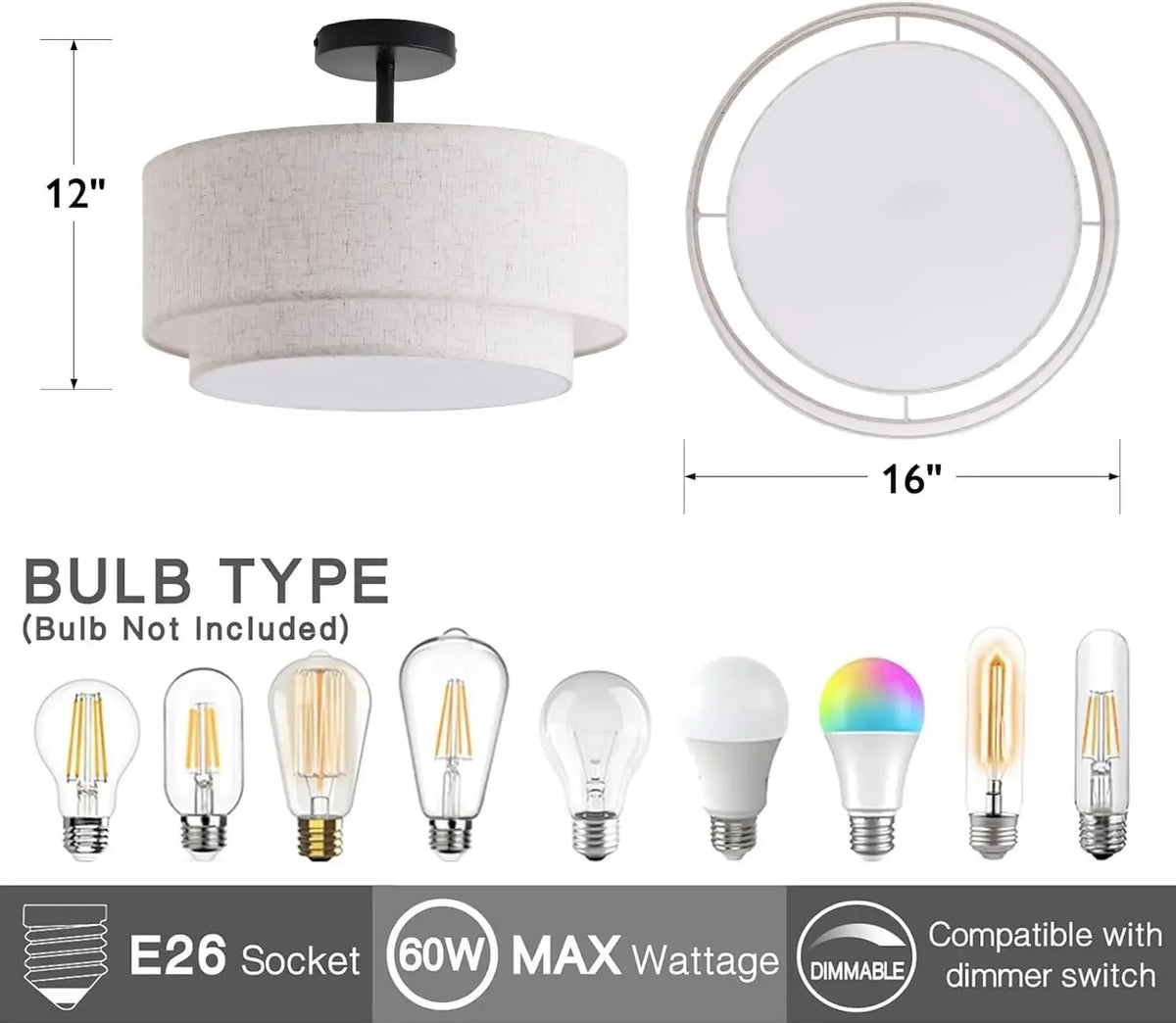 lampe moderne or beige toile lin opaque pendentif salon chambre restaurant