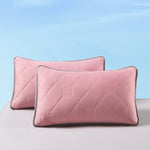taies d'oreiller cooling polyester respirant moderne rose clair motif carrés washable soft lit maison