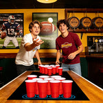 tapis jeu beer pong adulte soirée triangles billard logo festif gobelets plastique