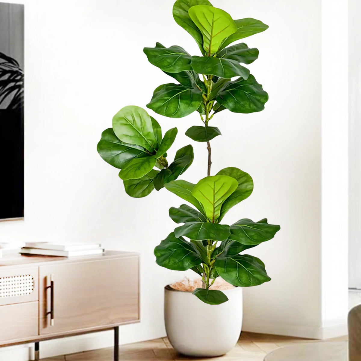 plantes artificielles arbre feuilles soie extérieur moderne pot blanc vert
