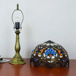 lampe table tiffany multicolore floral vitrail traditionnelle interrupteur poussoirOpaque base solide chambre salon