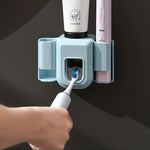 porte brosse dents dentifrice rechargeable adhésif mural moderne bleu gris rose
