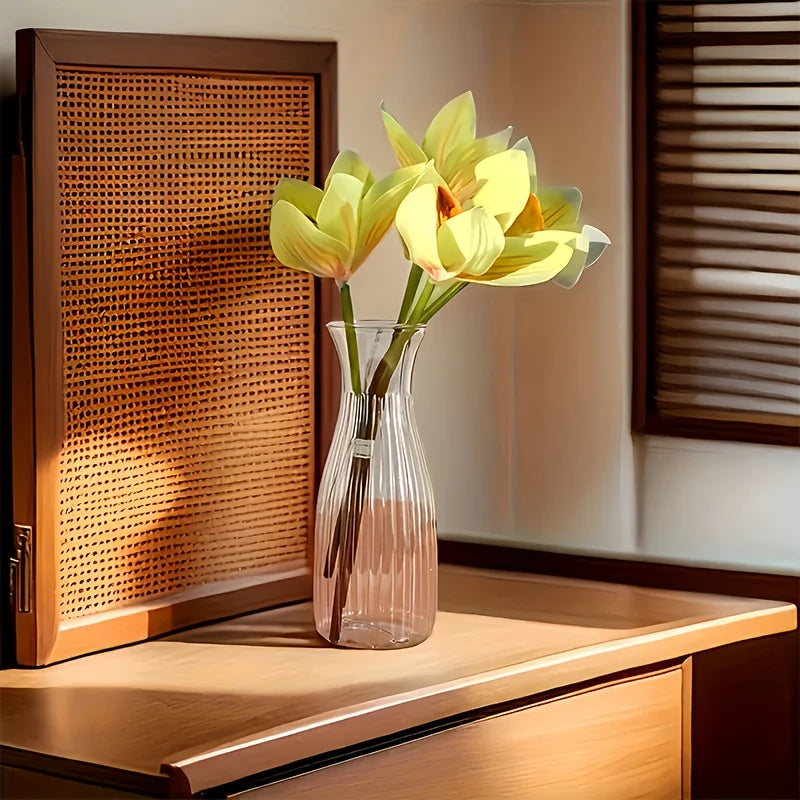 vases transparents classiques décoration table fleurs artificielles arrangement floral inébranlables durable