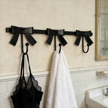 porte manteaux patères crochets nœud papillon acier inoxydable noir rose shabby chic décoration murale