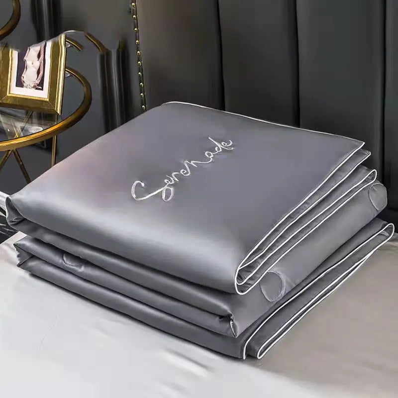 couverture lit polyestère motif uni gris moderne lavable été adultèreversible