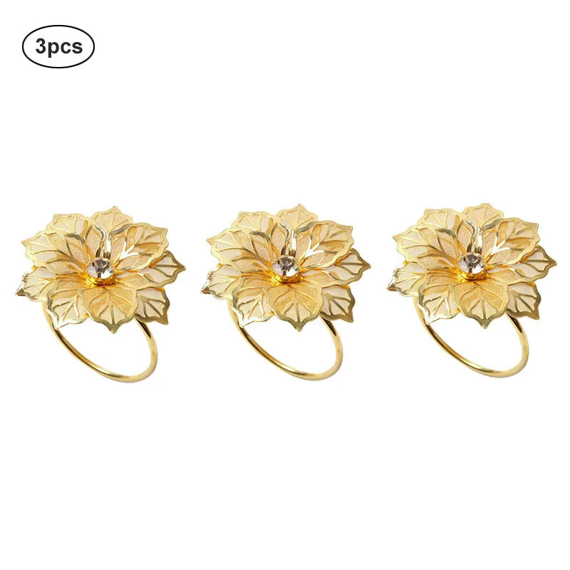 bagues dorées fleurs diamants simulés élégantes modernes anneau ajustable set pièces